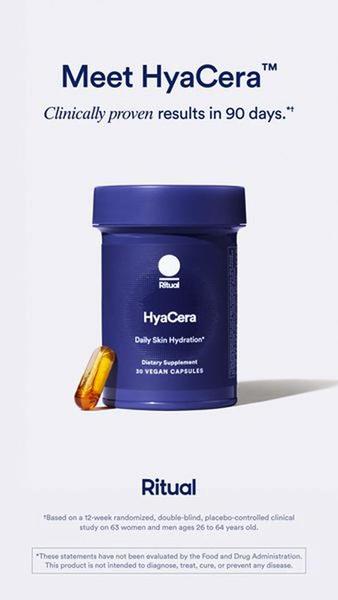 A high-contrast, studio-style product shot featuring a single bottle of Daily Skin Hydration capsules with a bold, authority-driven headline.
